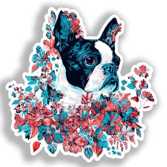 Boston Terrier Dog Vinyl Decal Sticker for Car, Laptop, Tumbler and more # A018958-4" x 4"