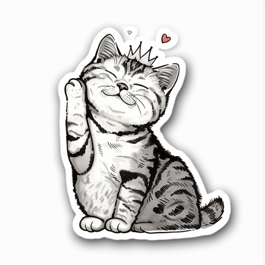 American Shorthair Cat crowned majestic Expressive surreal Vinyl Decal Sticker for Car, Laptop, Tumbler and more # F019832-4" x 4"