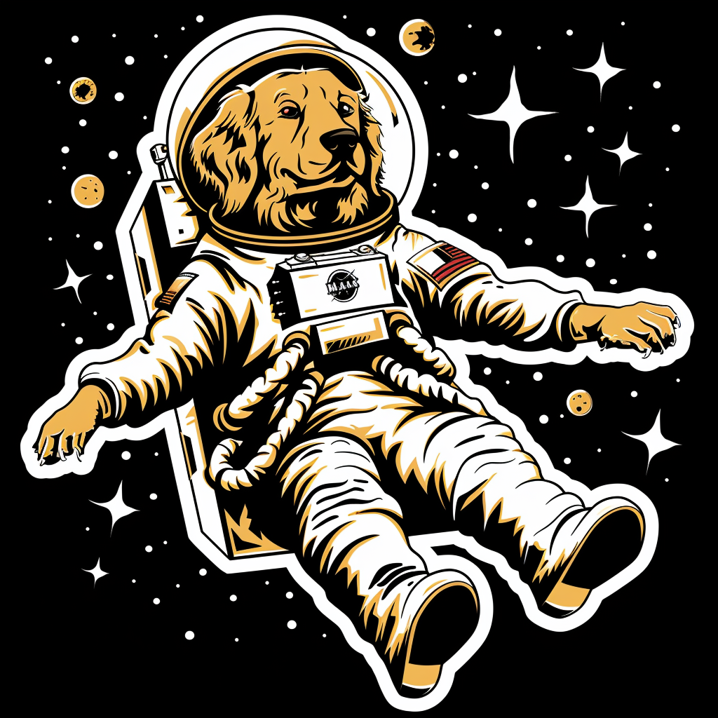Golden Retriever Dog astronaut Vinyl Decal Sticker for Car, Laptop, Tumbler and more # F010531