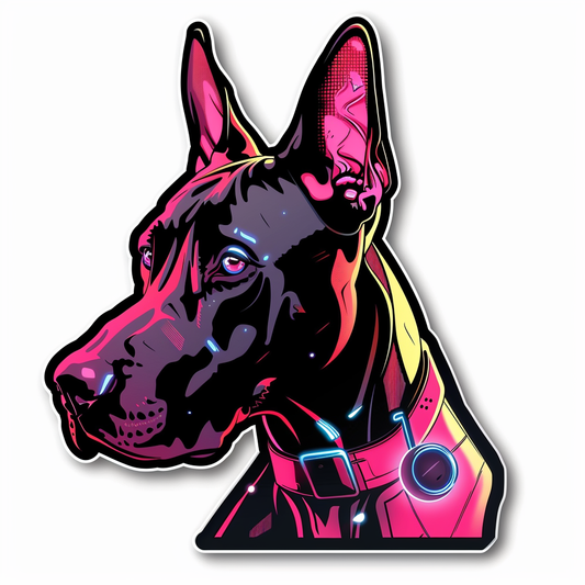 Great Dane Dog cyber punk majestic Expressive surreal Vinyl Decal Sticker for Car, Laptop, Tumbler and more # F017927