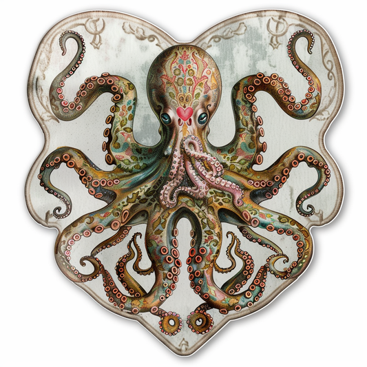 Sticker of a Octopus heartcore majestic Expressive surreal Vinyl Decal Sticker for Car, Laptop, Tumbler and more # F015744