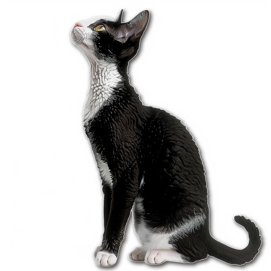 Adorable Cornish Rex Cat Expressive surreal Vinyl Decal Sticker for Car, Laptop, Tumbler and more # F021395-4" x 4"