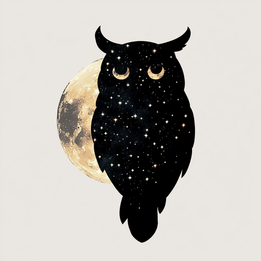 Owl Moon and Stars Vinyl Decal Sticker for Car, Laptop, Tumbler and more # F025778
