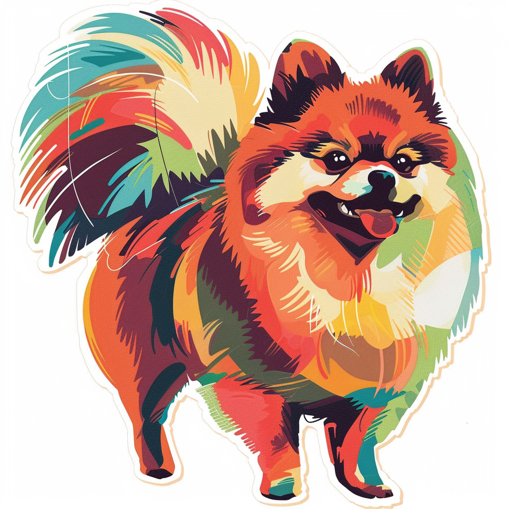 Sticker of a Pomeranian Dog majestic Expressive surreal Vinyl Decal Sticker for Car, Laptop, Tumbler and more # F013806