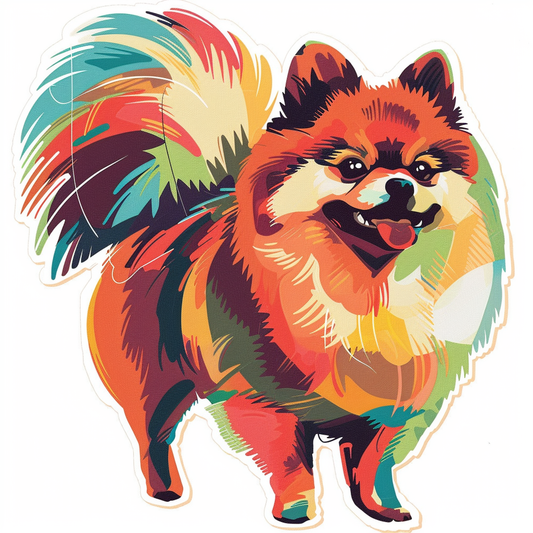 Sticker of a Pomeranian Dog majestic Expressive surreal Vinyl Decal Sticker for Car, Laptop, Tumbler and more # F013806