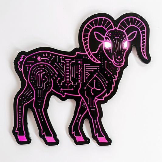 Goat cyber punk majestic Expressive surreal Vinyl Decal Sticker for Car, Laptop, Tumbler and more # F020593-4" x 4"