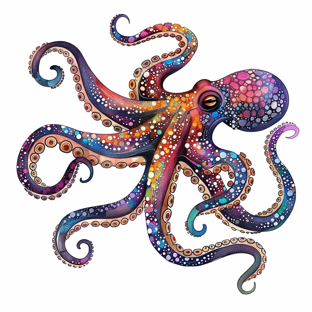 Sticker of a Octopus heartcore majestic Expressive surreal Vinyl Decal Sticker for Car, Laptop, Tumbler and more # F015457