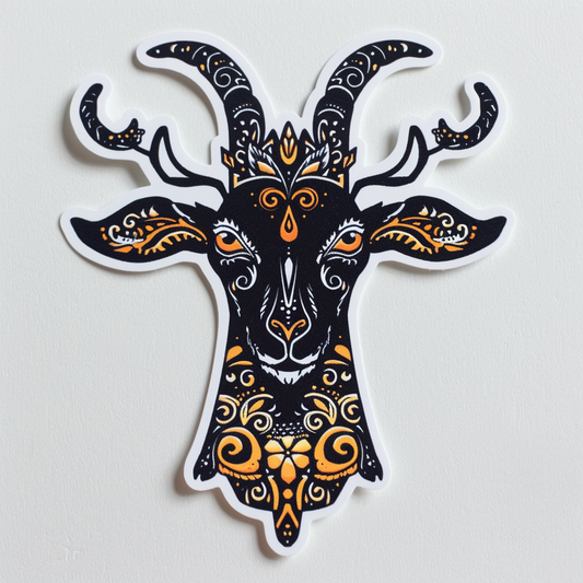 Goat Crowned majestic Expressive surreal Vinyl Decal Sticker for Car, Laptop, Tumbler and more # F020516-4" x 4"
