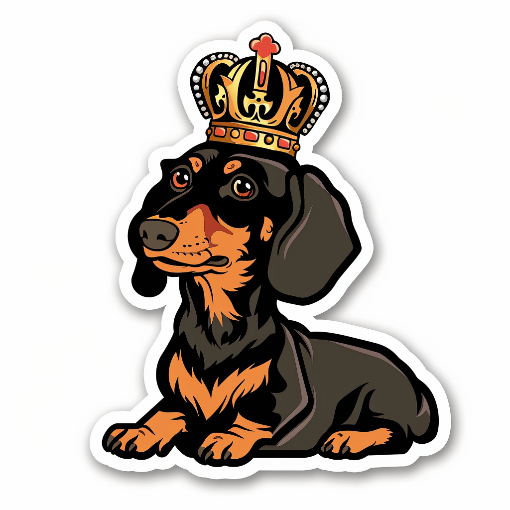 Dachshund Dog crowned Vinyl Decal Sticker for Car, Laptop, Tumbler and more # F013203