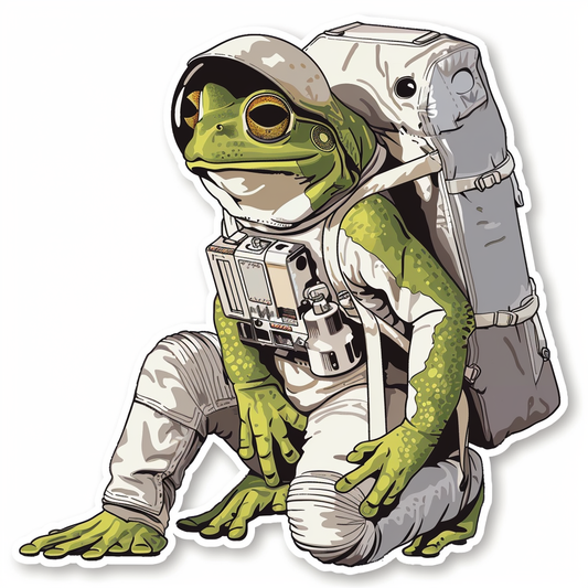Sticker of a Frog astronaut majestic Expressive surreal Vinyl Decal Sticker for Car, Laptop, Tumbler and more # F016784
