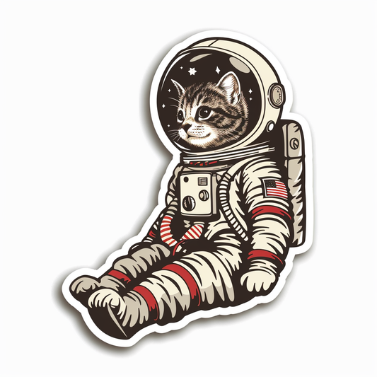 American Shorthair Cat astronaut Expressive surreal Vinyl Decal Sticker for Car, Laptop, Tumbler and more # F019793-4" x 4"