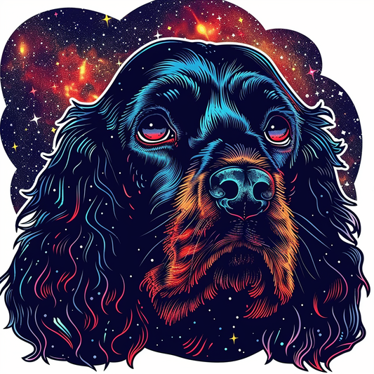 Cocker Spaniel Dog majestic Expressive surreal Vinyl Decal Sticker for Car, Laptop, Tumbler and more # F020322-4" x 4"
