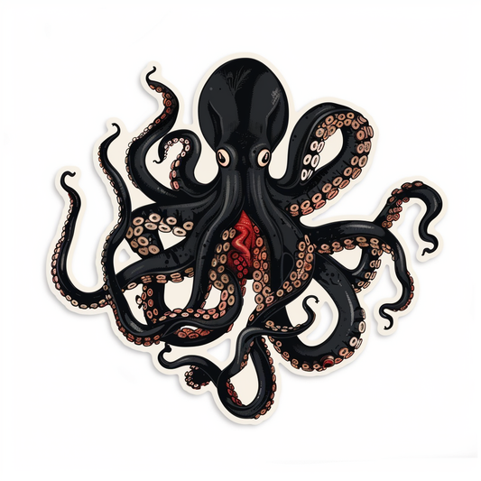 Sticker of a Octopus heartcore majestic Expressive surreal Vinyl Decal Sticker for Car, Laptop, Tumbler and more # F015708