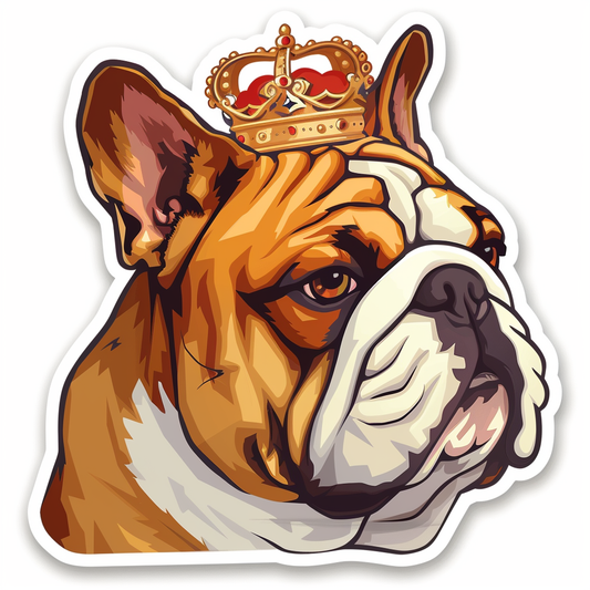 Bulldog Dog crowned majestic Expressive surreal Vinyl Decal Sticker for Car, Laptop, Tumbler and more # F017311