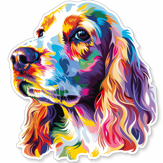 Cocker Spaniel Dog majestic Expressive surreal Vinyl Decal Sticker for Car, Laptop, Tumbler and more # F020294-4" x 4"