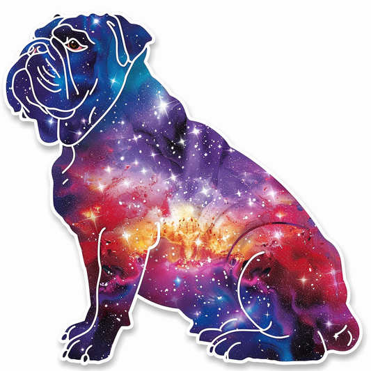 Bulldog Dog galaxy majestic Expressive surreal Vinyl Decal Sticker for Car, Laptop, Tumbler and more # F017486