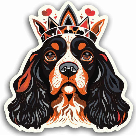 Cocker Spaniel Dog crowned majestic Expressive surreal Vinyl Decal Sticker for Car, Laptop, Tumbler and more # F020269-4" x 4"