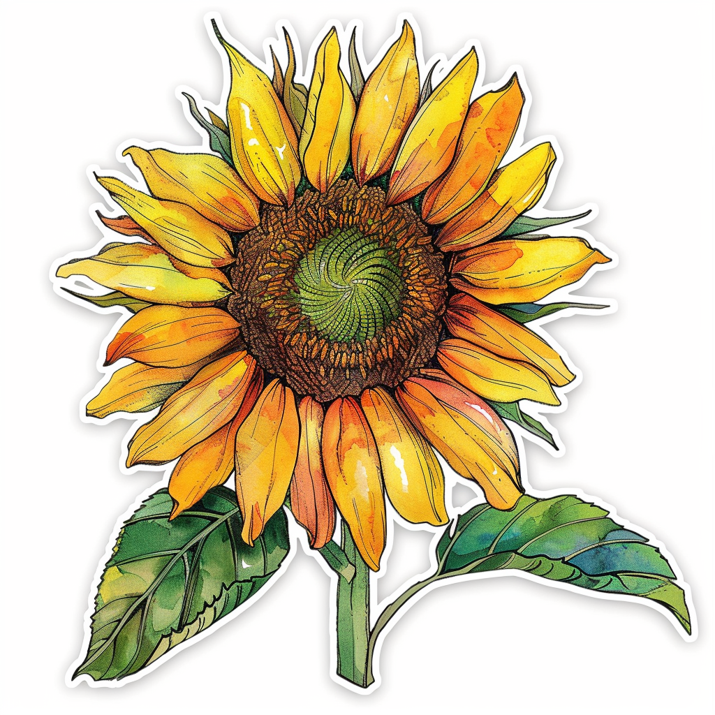 Vinyl Sunflower  Vinyl Decal Sticker for Car, Laptop, Tumbler and more # F023345