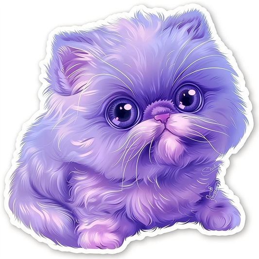 Sticker of a Persian Cat Expressive surreal Vinyl Decal Sticker for Car, Laptop, Tumbler and more # F016429
