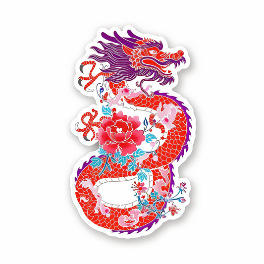 Dragon floral majestic Expressive surreal Vinyl Decal Sticker for Car, Laptop, Tumbler and more # F019087