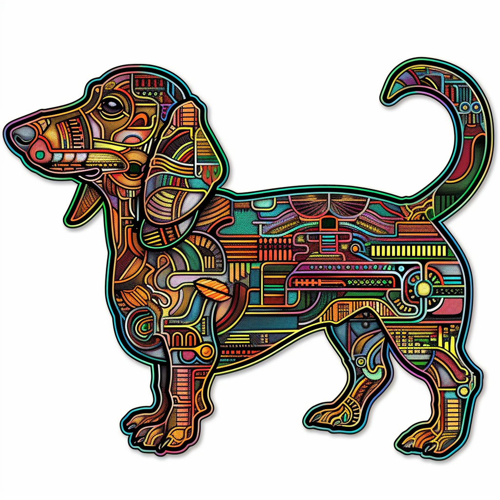 Dachshund Dog cyber punk Vinyl Decal Sticker for Car, Laptop, Tumbler and more # F012857