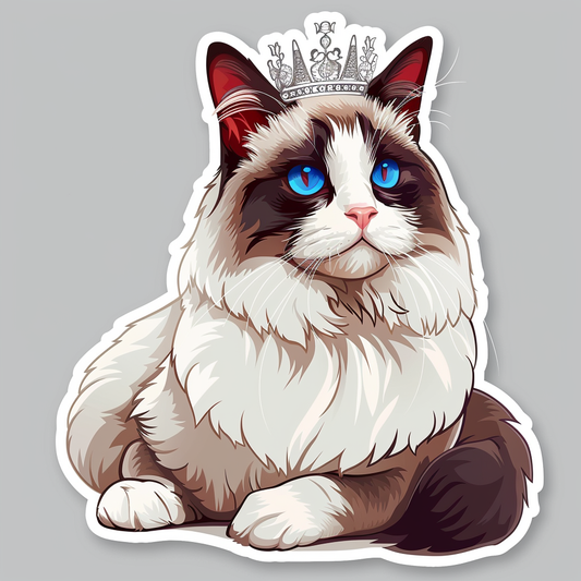 Ragdoll Cat crowned Vinyl Decal Sticker for Car, Laptop, Tumbler and more # F010199