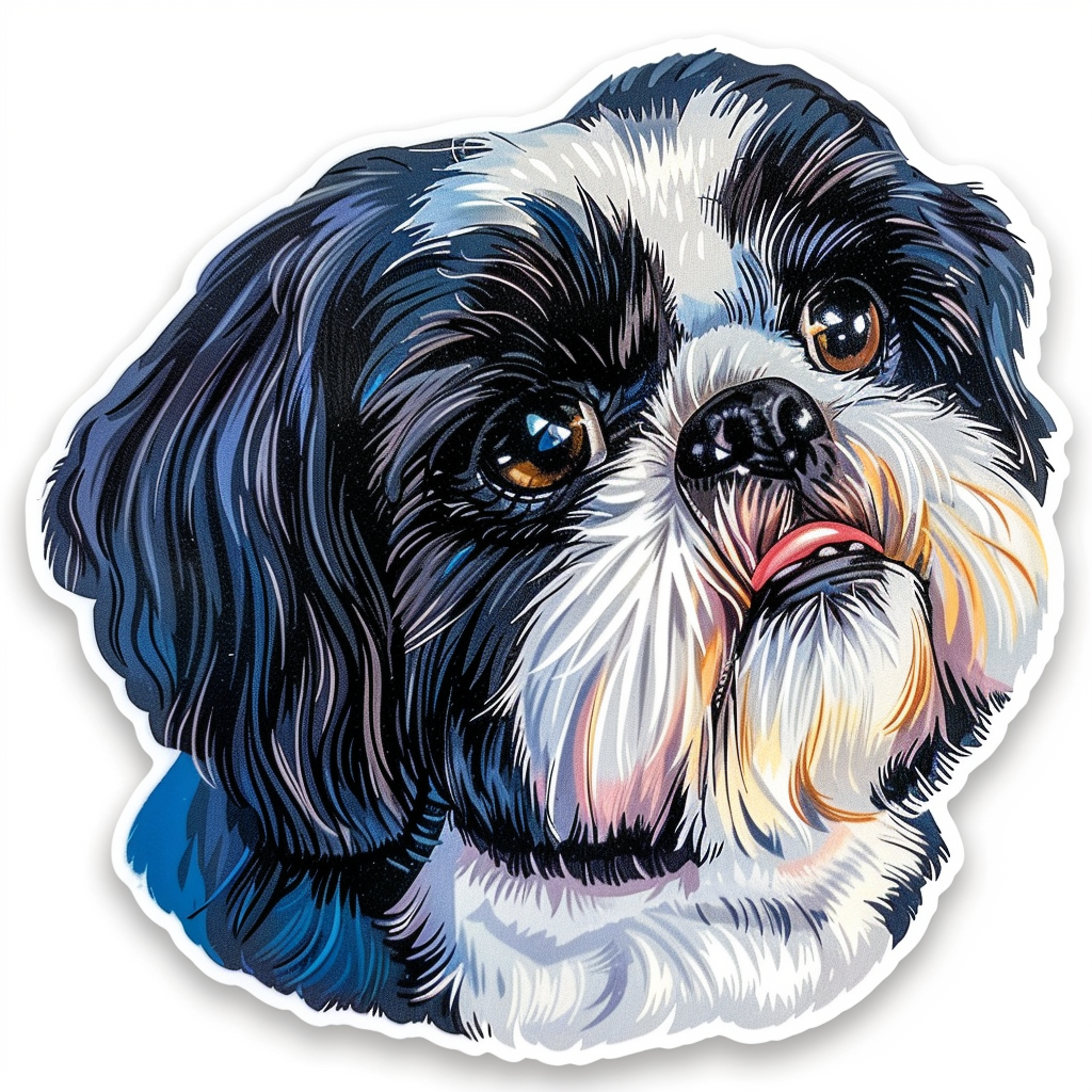 Adorable Shih Tzu Dog Expressive surreal Vinyl Decal Sticker for Car, Laptop, Tumbler and more # F018469