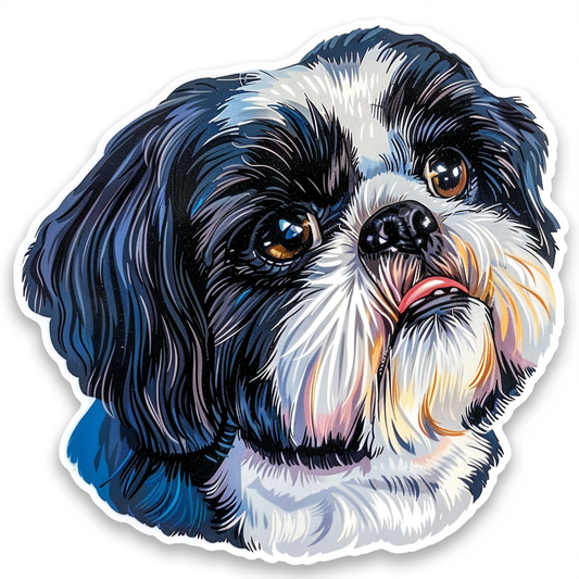 Adorable Shih Tzu Dog Expressive surreal Vinyl Decal Sticker for Car, Laptop, Tumbler and more # F018469