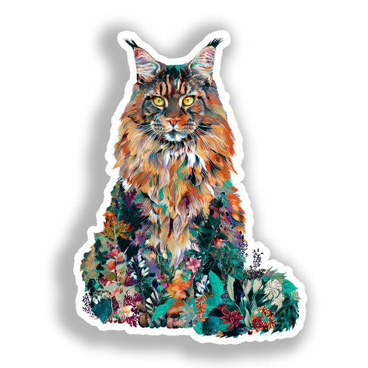 Maine Coon Cat Vinyl Decal Sticker for Car, Laptop, Tumbler and more # A019403-4" x 4"