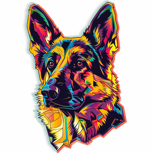 German Shepherd Dog cyber punk Vinyl Decal Sticker for Car, Laptop, Tumbler and more # F011557