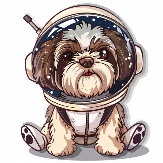 Adorable Shih Tzu Dog Expressive surreal Vinyl Decal Sticker for Car, Laptop, Tumbler and more # F018181