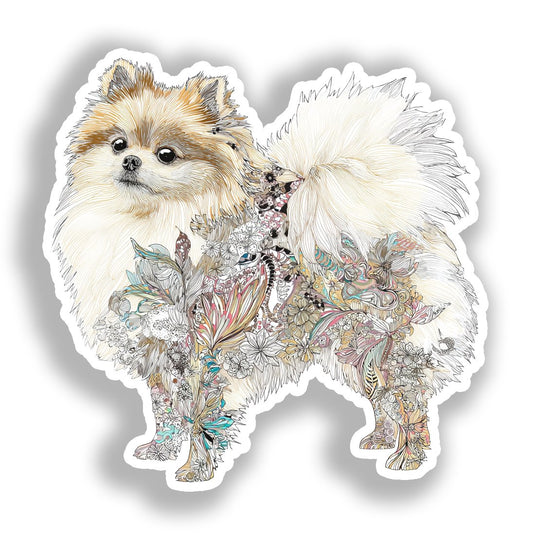 Pomeranian Dog Vinyl Decal Sticker for Car, Laptop, Tumbler and more # A017504-4" x 4"