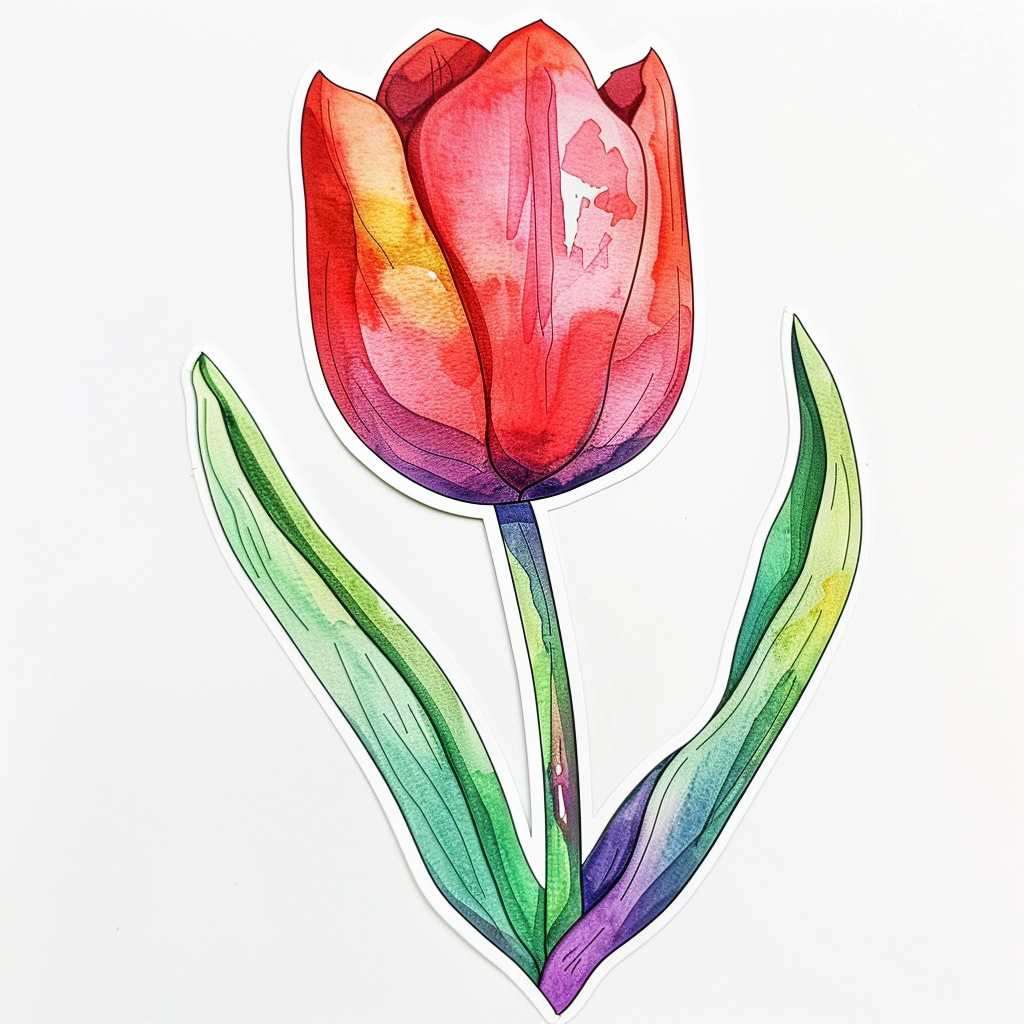 Sticker of a Tulip flower Vinyl Decal Sticker for Car, Laptop, Tumbler and more # F023439