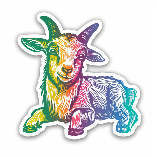 Goat majestic Expressive surreal Vinyl Decal Sticker for Car, Laptop, Tumbler and more # F020635-4" x 4"