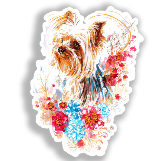 Yorkshire Terrier Dog Vinyl Decal Sticker for Car, Laptop, Tumbler and more # A017141-4" x 4"