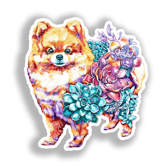 Pomeranian Dog Vinyl Decal Sticker for Car, Laptop, Tumbler and more # A017505-4" x 4"