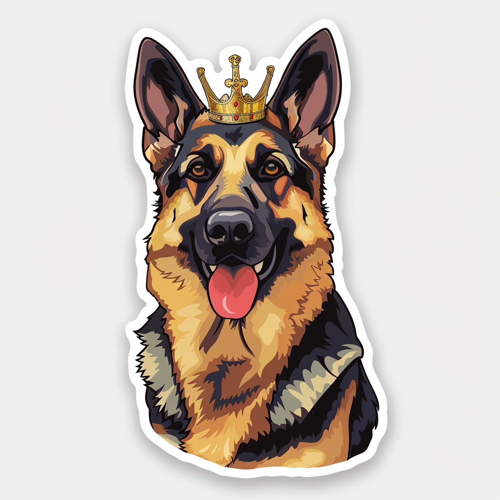 German Shepherd Dog crowned Vinyl Decal Sticker for Car, Laptop, Tumbler and more # F011498