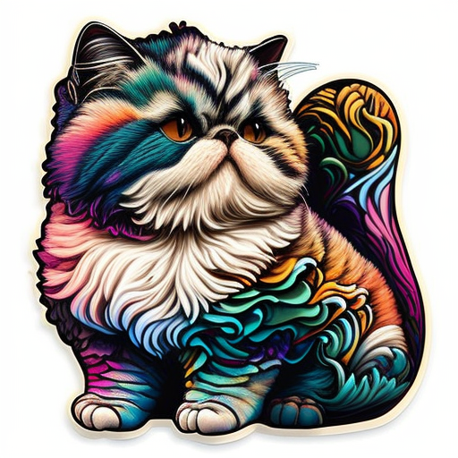 Exotic Shorthair Cat Expressive surreal Vinyl Decal Sticker for Car, Laptop, Tumbler and more # F016566