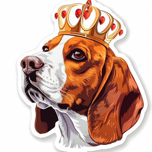 Beagle dog crowned Vinyl Decal Sticker for Car, Laptop, Tumbler and more # F012003