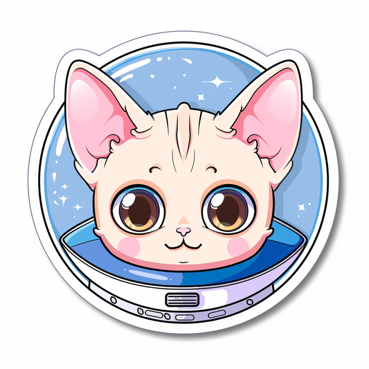 Adorable Cornish Rex Cat Expressive surreal Vinyl Decal Sticker for Car, Laptop, Tumbler and more # F021612-4" x 4"