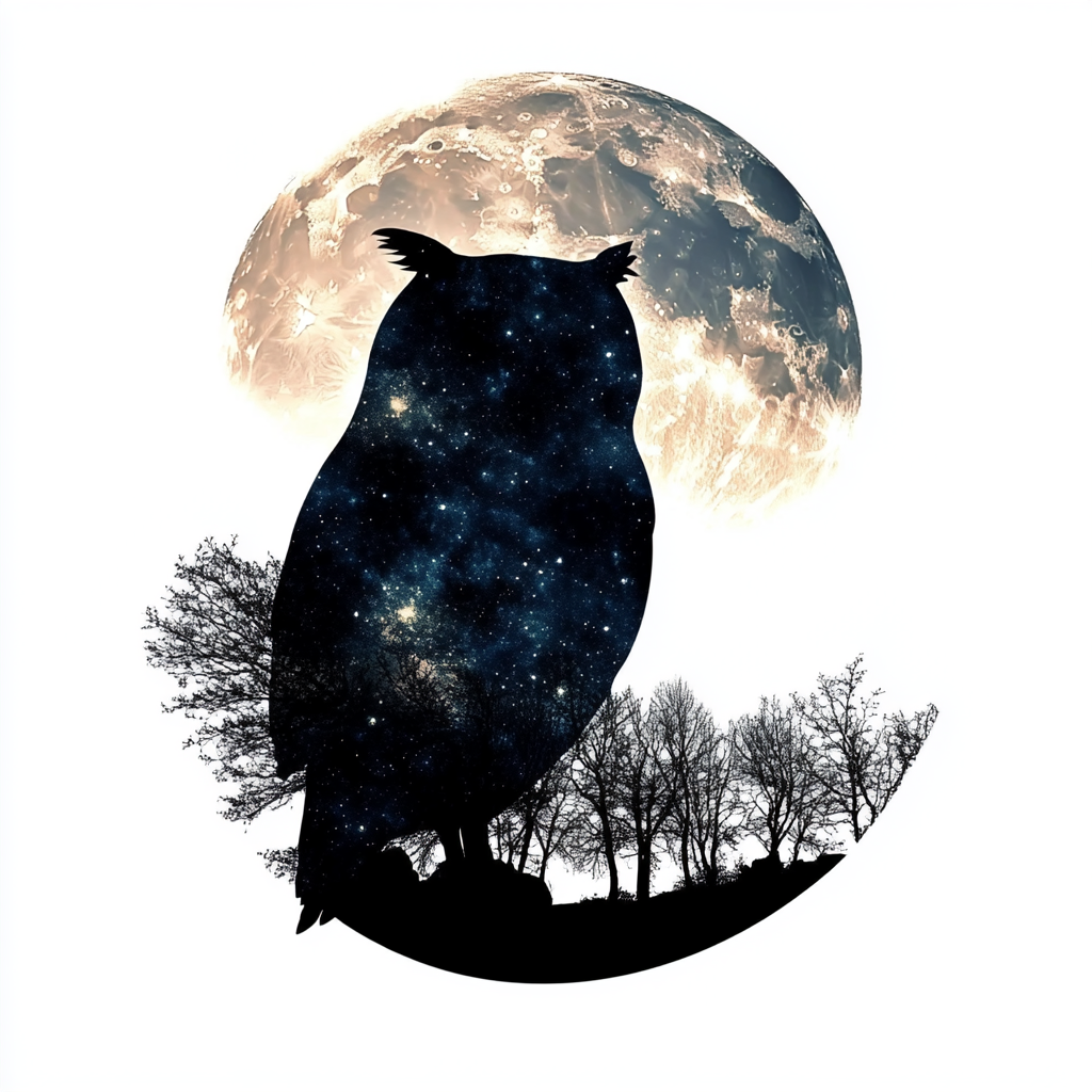 Owl Moon and Stars Vinyl Decal Sticker for Car, Laptop, Tumbler and more # F025737