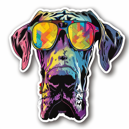 Adorable Great Dane Dog Expressive surreal Vinyl Decal Sticker for Car, Laptop, Tumbler and more # F018093
