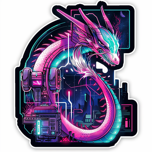 Sticker of a Dragon cyber punk majestic Expressive surreal Vinyl Decal Sticker for Car, Laptop, Tumbler and more # F019127