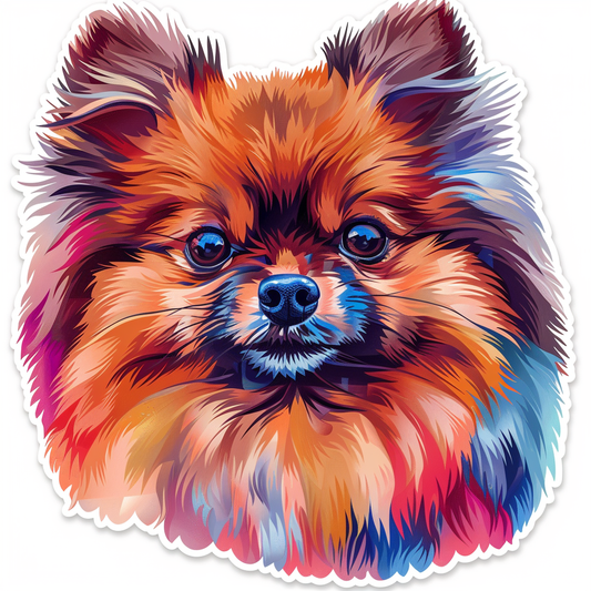Sticker of a Pomeranian Dog cartoon majestic Expressive surreal Vinyl Decal Sticker for Car, Laptop, Tumbler and more # F013859