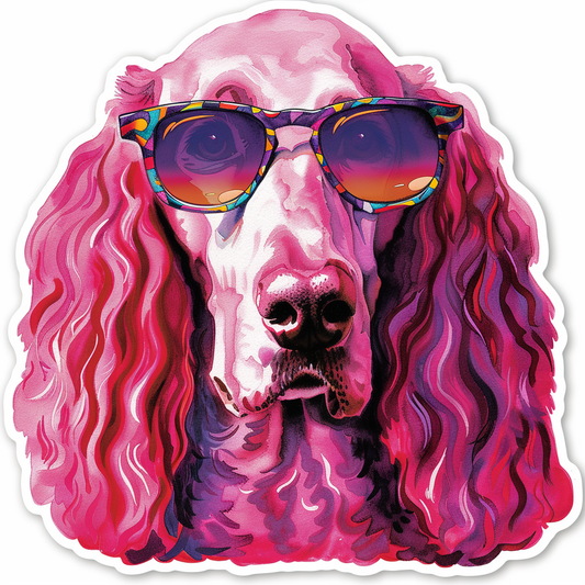 Poodle Dog wearing sunglasses Vinyl Decal Sticker for Car, Laptop, Tumbler and more # F012440