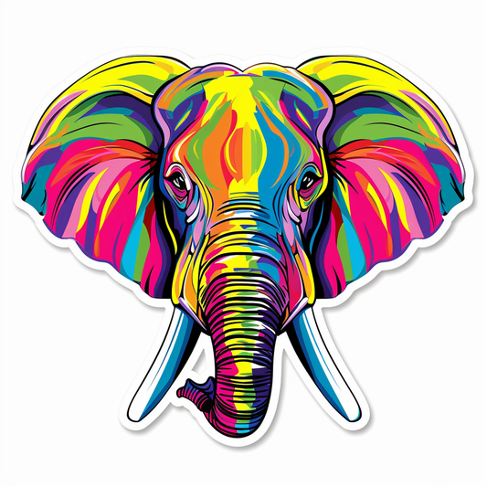 Elephant Expressive surreal Vinyl Decal Sticker for Car, Laptop, Tumbler and more # F022193-4" x 4"