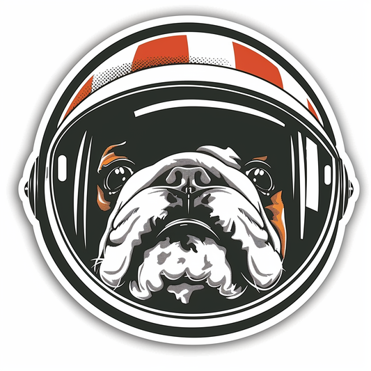 Bulldog Dog astronaut majestic Expressive surreal Vinyl Decal Sticker for Car, Laptop, Tumbler and more # F017330