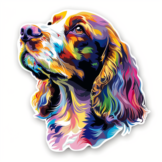 Cocker Spaniel Dog majestic Expressive surreal Vinyl Decal Sticker for Car, Laptop, Tumbler and more # F020075-4" x 4"