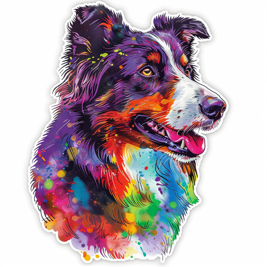 Border Collie Dog majestic Expressive surreal Vinyl Decal Sticker for Car, Laptop, Tumbler and more # F021788-4" x 4"