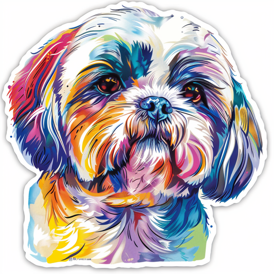 Adorable Shih Tzu Dog Expressive surreal Vinyl Decal Sticker for Car, Laptop, Tumbler and more # F018527